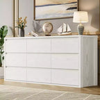 9 Drawer Dresser for Bedroom  Wide Modern Chest of Drawers, Large Wood Dresser Storage Organizer for Living Room, Hallway & Entryway