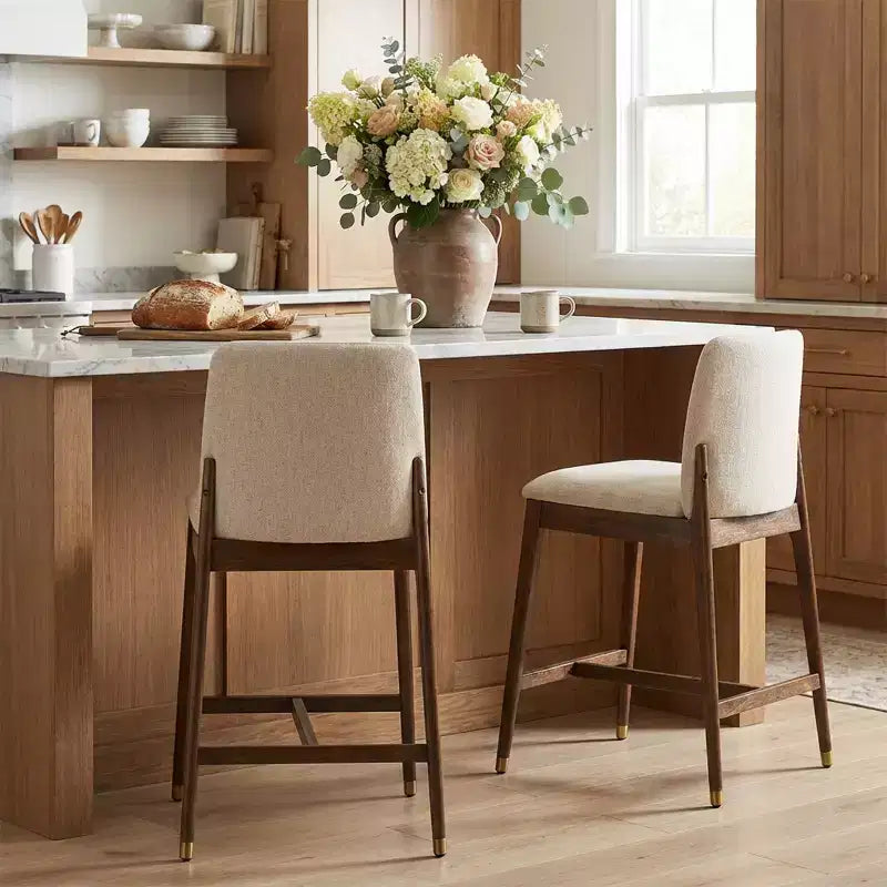 Tabourets de comptoir rembourrés Christopher Knight Home Patricia Farmhouse en bois d'hévéa avec dossier incurvé (lot de 2)