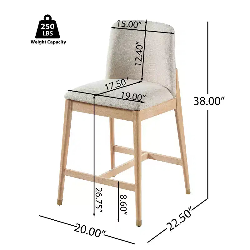Tabourets de comptoir rembourrés Christopher Knight Home Patricia Farmhouse en bois d'hévéa avec dossier incurvé (lot de 2)