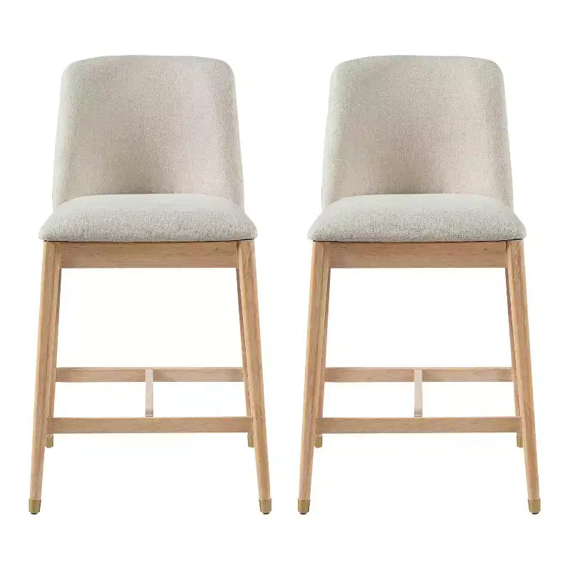 Tabourets de comptoir rembourrés Christopher Knight Home Patricia Farmhouse en bois d'hévéa avec dossier incurvé (lot de 2)