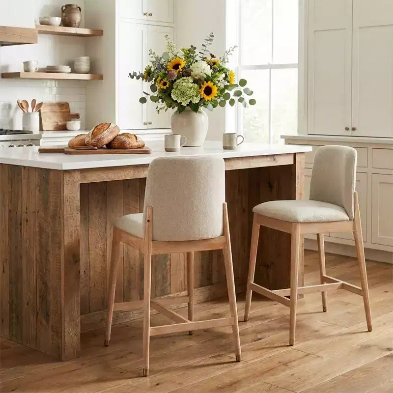 Christopher Knight Home Patricia Farmhouse Rubberwood Upholstered Counter Stools with Curved Backrest (Set of 2)