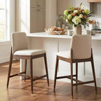 Tabourets de comptoir rembourrés Christopher Knight Home Patricia Farmhouse en bois d'hévéa avec dossier incurvé (lot de 2)