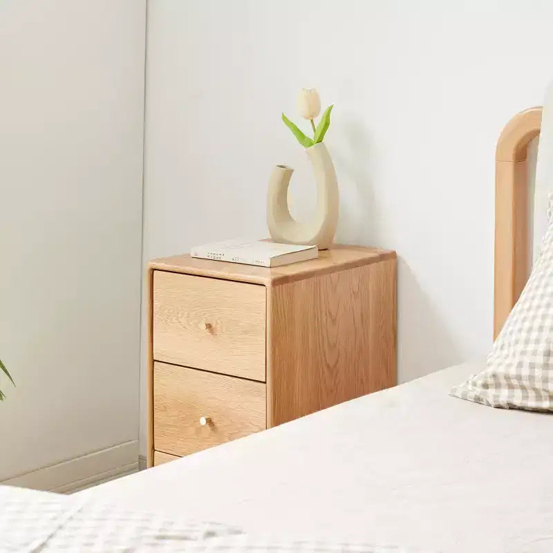 Solid Oak Wood Small Dresser - Modern Bedroom Chest of Drawers with Solid Wood Sliding Rail - Narrow Design for Living Room, Hallway