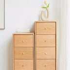 Solid Oak Wood Small Dresser - Modern Bedroom Chest of Drawers with Solid Wood Sliding Rail - Narrow Design for Living Room, Hallway