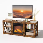 VINGLI TV Stands & Entertainment Centers For Tvs Up To 70'' Farmhouse with 18'' Fireplace