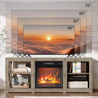 VINGLI TV Stands & Entertainment Centers For Tvs Up To 70'' Farmhouse with 18'' Fireplace