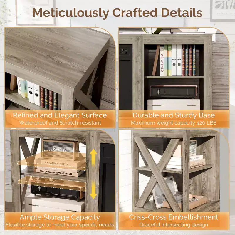 VINGLI TV Stands & Entertainment Centers For Tvs Up To 70'' Farmhouse with 18'' Fireplace