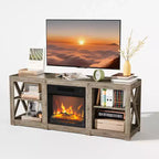 VINGLI TV Stands & Entertainment Centers For Tvs Up To 70'' Farmhouse with 18'' Fireplace