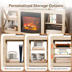 VINGLI TV Stands & Entertainment Centers For Tvs Up To 70'' Farmhouse with 18'' Fireplace