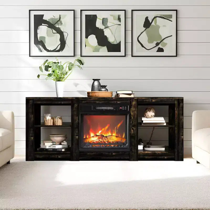 VINGLI TV Stands & Entertainment Centers For Tvs Up To 70'' Farmhouse with 18'' Fireplace