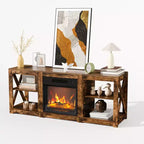 VINGLI TV Stands & Entertainment Centers For Tvs Up To 70'' Farmhouse with 18'' Fireplace