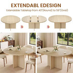 Table à manger extensible de 110 à 150 cm pour 4 à 8 personnes, table de cuisine en bois avec rangement intégré et piètement en croix, table de dîner moderne pour cuisine et salle à manger