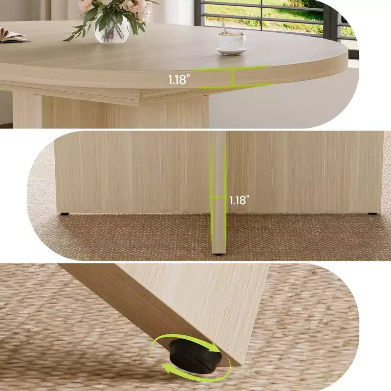 Table à manger extensible de 110 à 150 cm pour 4 à 8 personnes, table de cuisine en bois avec rangement intégré et piètement en croix, table de dîner moderne pour cuisine et salle à manger