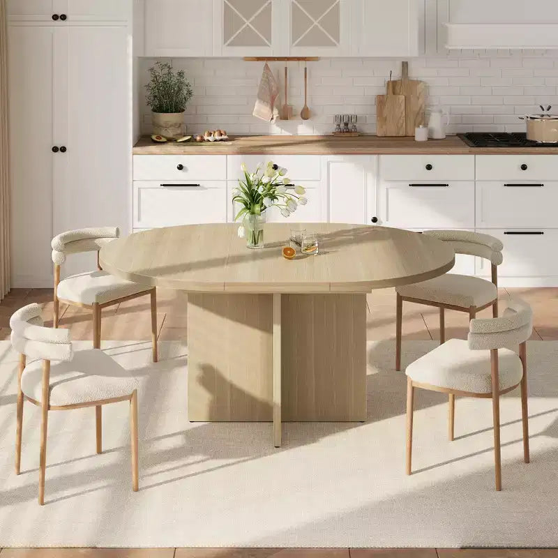 Table à manger extensible de 110 à 150 cm pour 4 à 8 personnes, table de cuisine en bois avec rangement intégré et piètement en croix, table de dîner moderne pour cuisine et salle à manger