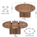 Table à manger extensible de 110 à 150 cm pour 4 à 8 personnes, table de cuisine en bois avec rangement intégré et piètement en croix, table de dîner moderne pour cuisine et salle à manger