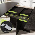 Table à manger extensible de 110 à 150 cm pour 4 à 8 personnes, table de cuisine en bois avec rangement intégré et piètement en croix, table de dîner moderne pour cuisine et salle à manger