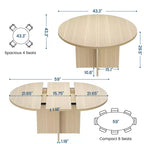 Table à manger extensible de 110 à 150 cm pour 4 à 8 personnes, table de cuisine en bois avec rangement intégré et piètement en croix, table de dîner moderne pour cuisine et salle à manger