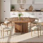 Table à manger extensible de 110 à 150 cm pour 4 à 8 personnes, table de cuisine en bois avec rangement intégré et piètement en croix, table de dîner moderne pour cuisine et salle à manger