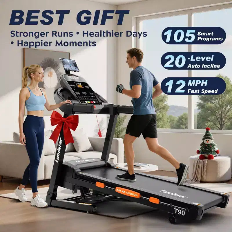 Tapis Roulant Pliable 5CV avec Inclinaison Automatique 20%, Capacité 180kg, Vitesse Rapide 19km/h, 105 Programmes Intelligents, Contrôle par Application, Tapis de Course Domestique pour la Marche et la Course.