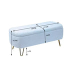TUYOHW 39 Banc de rangement moderne en fausse fourrure capitonnée avec pieds dorés, banc de bout de lit Ottoman pour salon, chambre à coucher