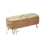 TUYOHW 39 Banc de rangement moderne en fausse fourrure capitonnée avec pieds dorés, banc de bout de lit Ottoman pour salon, chambre à coucher