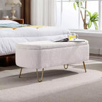 TUYOHW 39 Banc de rangement moderne en fausse fourrure capitonnée avec pieds dorés, banc de bout de lit Ottoman pour salon, chambre à coucher