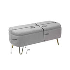 TUYOHW 39 Banc de rangement moderne en fausse fourrure capitonnée avec pieds dorés, banc de bout de lit Ottoman pour salon, chambre à coucher