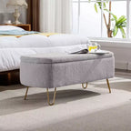 TUYOHW 39 Banc de rangement moderne en fausse fourrure capitonnée avec pieds dorés, banc de bout de lit Ottoman pour salon, chambre à coucher