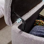TUYOHW 39 Banc de rangement moderne en fausse fourrure capitonnée avec pieds dorés, banc de bout de lit Ottoman pour salon, chambre à coucher