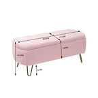TUYOHW 39 Banc de rangement moderne en fausse fourrure capitonnée avec pieds dorés, banc de bout de lit Ottoman pour salon, chambre à coucher