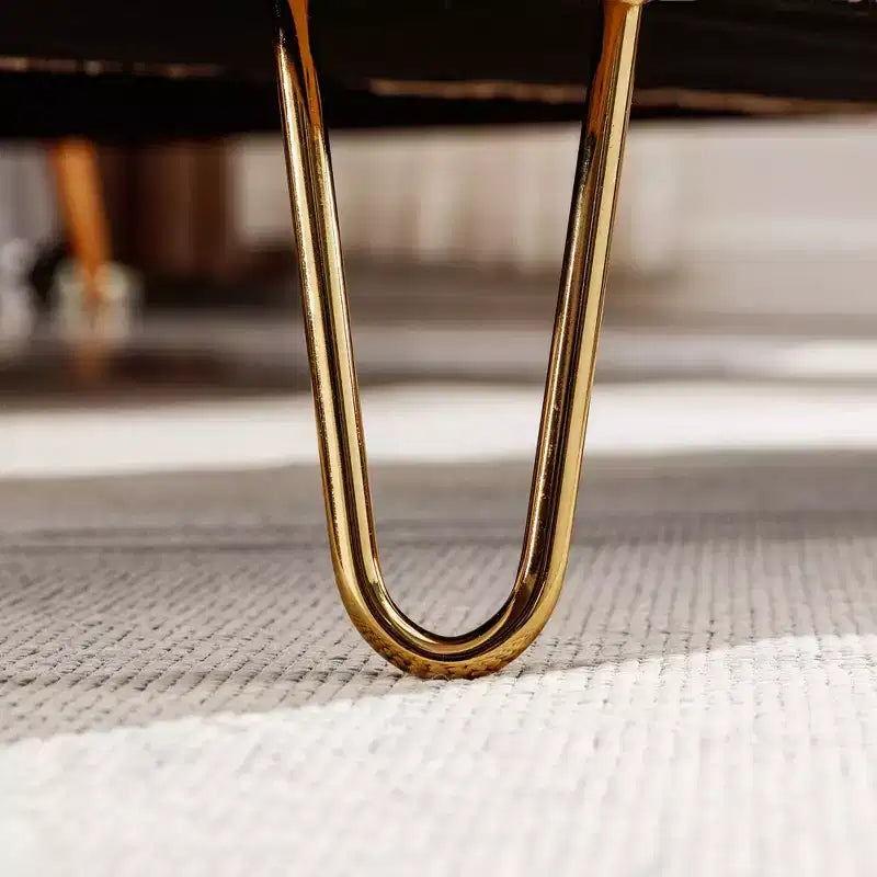 TUYOHW 39 Banc de rangement moderne en fausse fourrure capitonnée avec pieds dorés, banc de bout de lit Ottoman pour salon, chambre à coucher