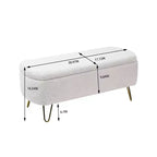 TUYOHW 39 Banc de rangement moderne en fausse fourrure capitonnée avec pieds dorés, banc de bout de lit Ottoman pour salon, chambre à coucher