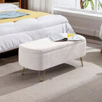 TUYOHW 39 Banc de rangement moderne en fausse fourrure capitonnée avec pieds dorés, banc de bout de lit Ottoman pour salon, chambre à coucher