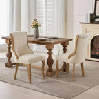 TUYOHW Lot de 2 chaises de salle à manger en velours des neiges, chaises longues rembourrées modernes avec bordure en bois incurvée, pieds sculptés, chaise d'appoint pour salle à manger