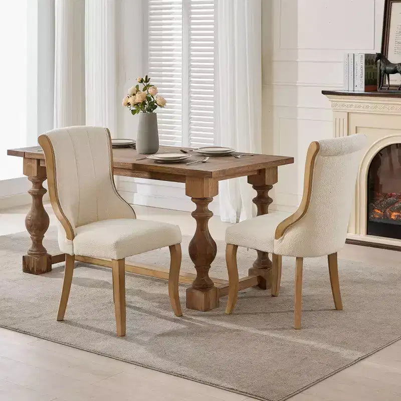 TUYOHW Lot de 2 chaises de salle à manger en velours des neiges, chaises longues rembourrées modernes avec bordure en bois incurvée, pieds sculptés, chaise d'appoint pour salle à manger