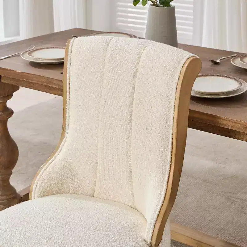 TUYOHW Lot de 2 chaises de salle à manger en velours des neiges, chaises longues rembourrées modernes avec bordure en bois incurvée, pieds sculptés, chaise d'appoint pour salle à manger