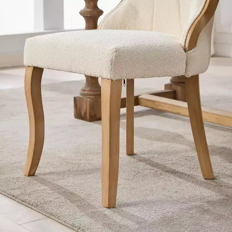 TUYOHW Lot de 2 chaises de salle à manger en velours des neiges, chaises longues rembourrées modernes avec bordure en bois incurvée, pieds sculptés, chaise d'appoint pour salle à manger
