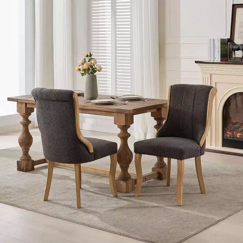 TUYOHW Lot de 2 chaises de salle à manger en velours des neiges, chaises longues rembourrées modernes avec bordure en bois incurvée, pieds sculptés, chaise d'appoint pour salle à manger