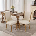 TUYOHW Snow Velvet Dining Chairs Set of 2,Modern Upholstered Lounge Chairs with Curved Wood Trim,Sculpted Legs,Accent Chair for Dining Room