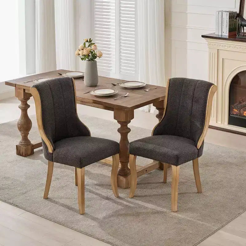 TUYOHW Lot de 2 chaises de salle à manger en velours des neiges, chaises longues rembourrées modernes avec bordure en bois incurvée, pieds sculptés, chaise d'appoint pour salle à manger