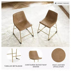 Chaises d'appoint rembourrées Signature Design by Ashley Lexadine, lot de 2, sièges en similicuir couleur toast avec structure en métal doré