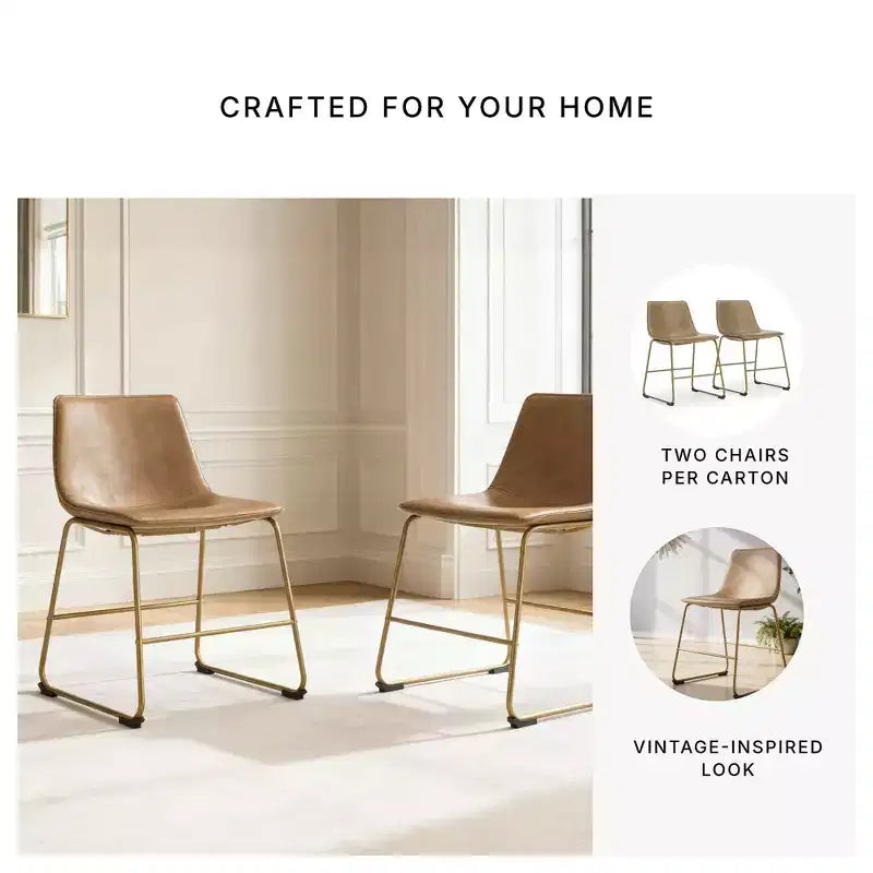 Chaises d'appoint rembourrées Signature Design by Ashley Lexadine, lot de 2, sièges en similicuir couleur toast avec structure en métal doré