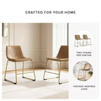 Chaises d'appoint rembourrées Signature Design by Ashley Lexadine, lot de 2, sièges en similicuir couleur toast avec structure en métal doré