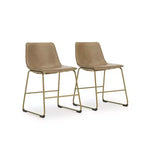 Chaises d'appoint rembourrées Signature Design by Ashley Lexadine, lot de 2, sièges en similicuir couleur toast avec structure en métal doré
