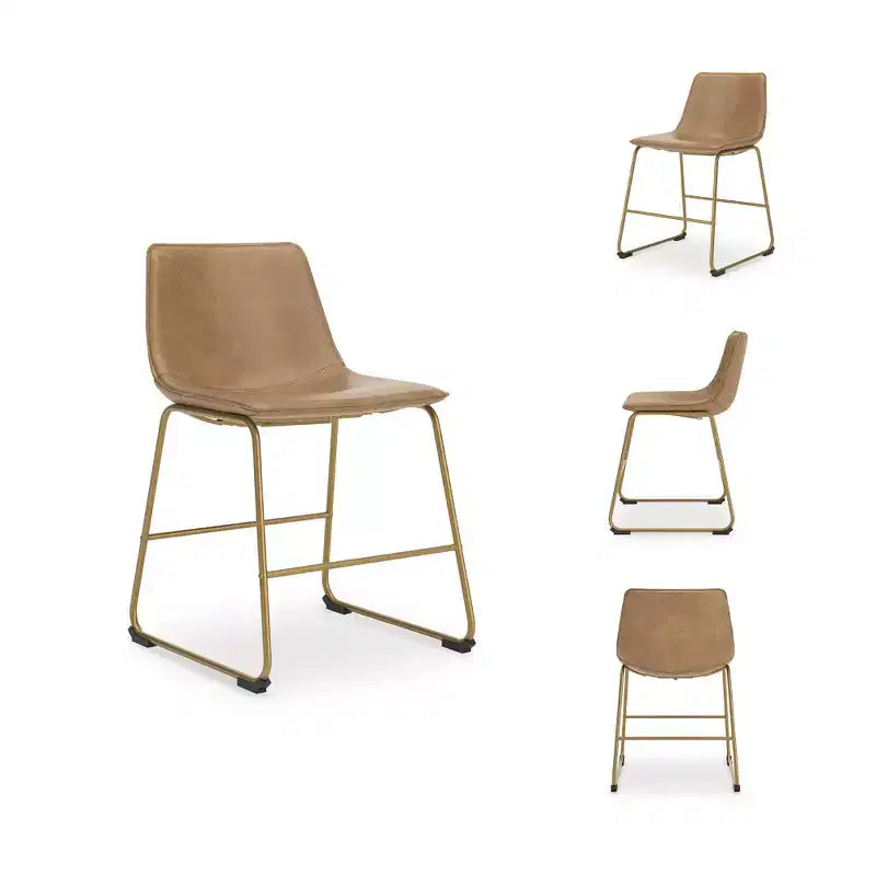 Chaises d'appoint rembourrées Signature Design by Ashley Lexadine, lot de 2, sièges en similicuir couleur toast avec structure en métal doré