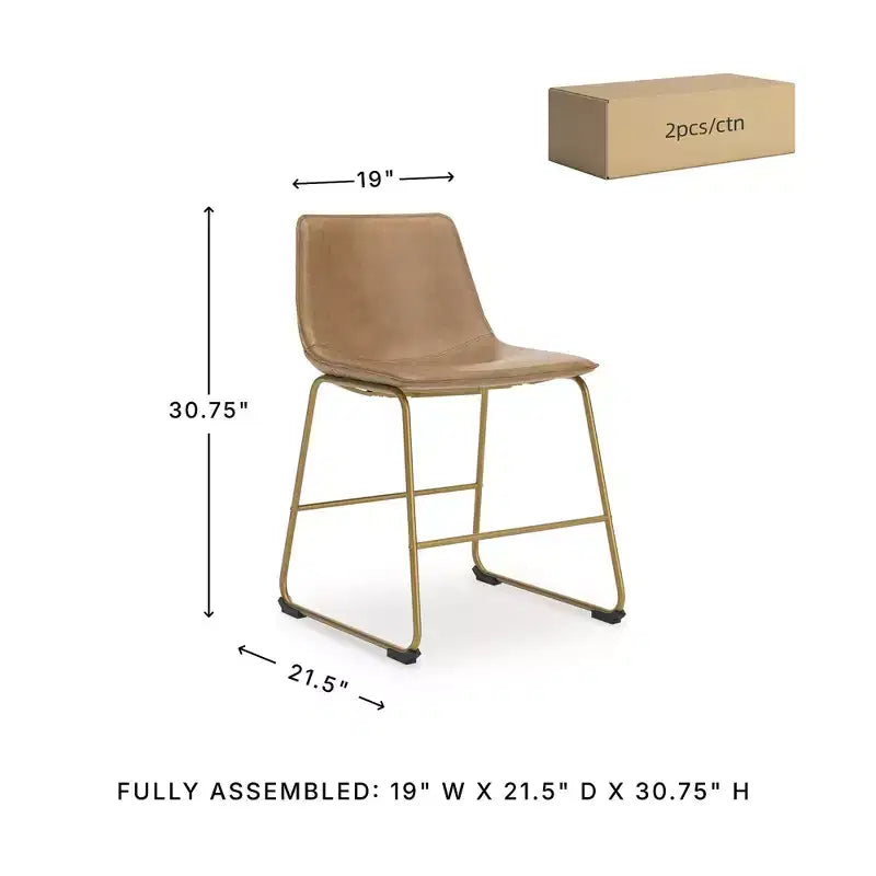 Chaises d'appoint rembourrées Signature Design by Ashley Lexadine, lot de 2, sièges en similicuir couleur toast avec structure en métal doré