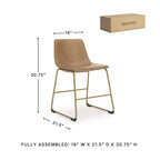 Chaises d'appoint rembourrées Signature Design by Ashley Lexadine, lot de 2, sièges en similicuir couleur toast avec structure en métal doré