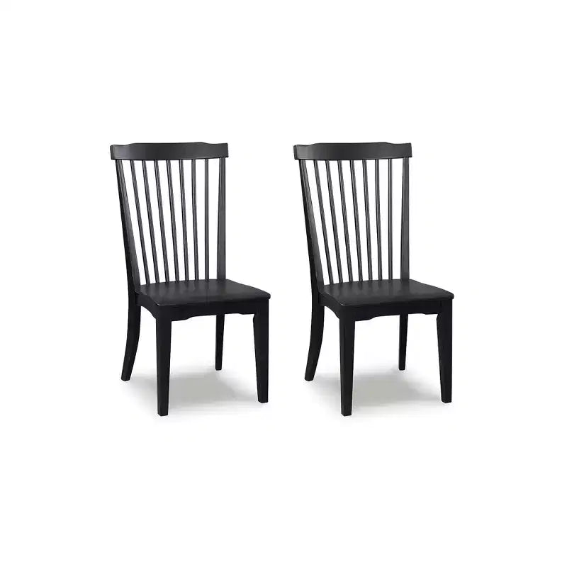 Signature Design by Ashley Chadworth – Chaises de salle à manger, lot de 2, noir, dossier à barreaux en bois