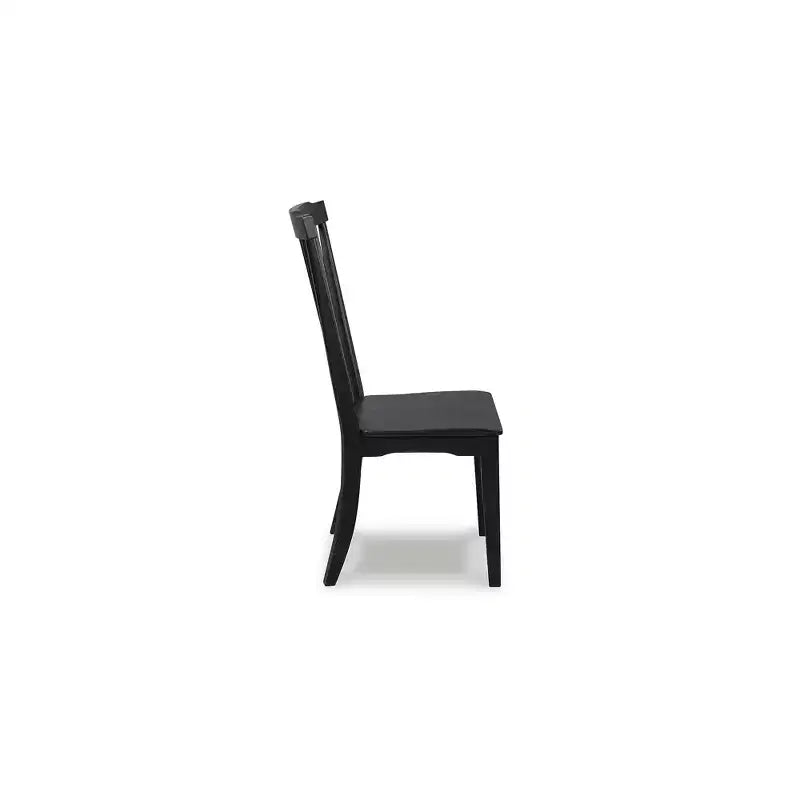 Signature Design by Ashley Chadworth – Chaises de salle à manger, lot de 2, noir, dossier à barreaux en bois