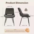 Lot de 2 chaises de salle à manger modernes du milieu du siècle, chaises d'appoint rembourrées en similicuir avec dossier et pieds en métal robustes pour la cuisine, la salle à manger